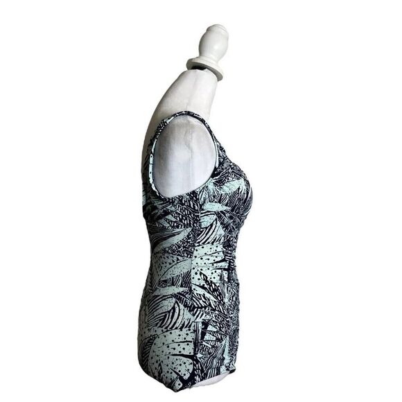 Vintage Rose Marie Reid One Piece Ruched Style Blue Tropical Foliage Swim Suit 8 - Picture 4 of 7